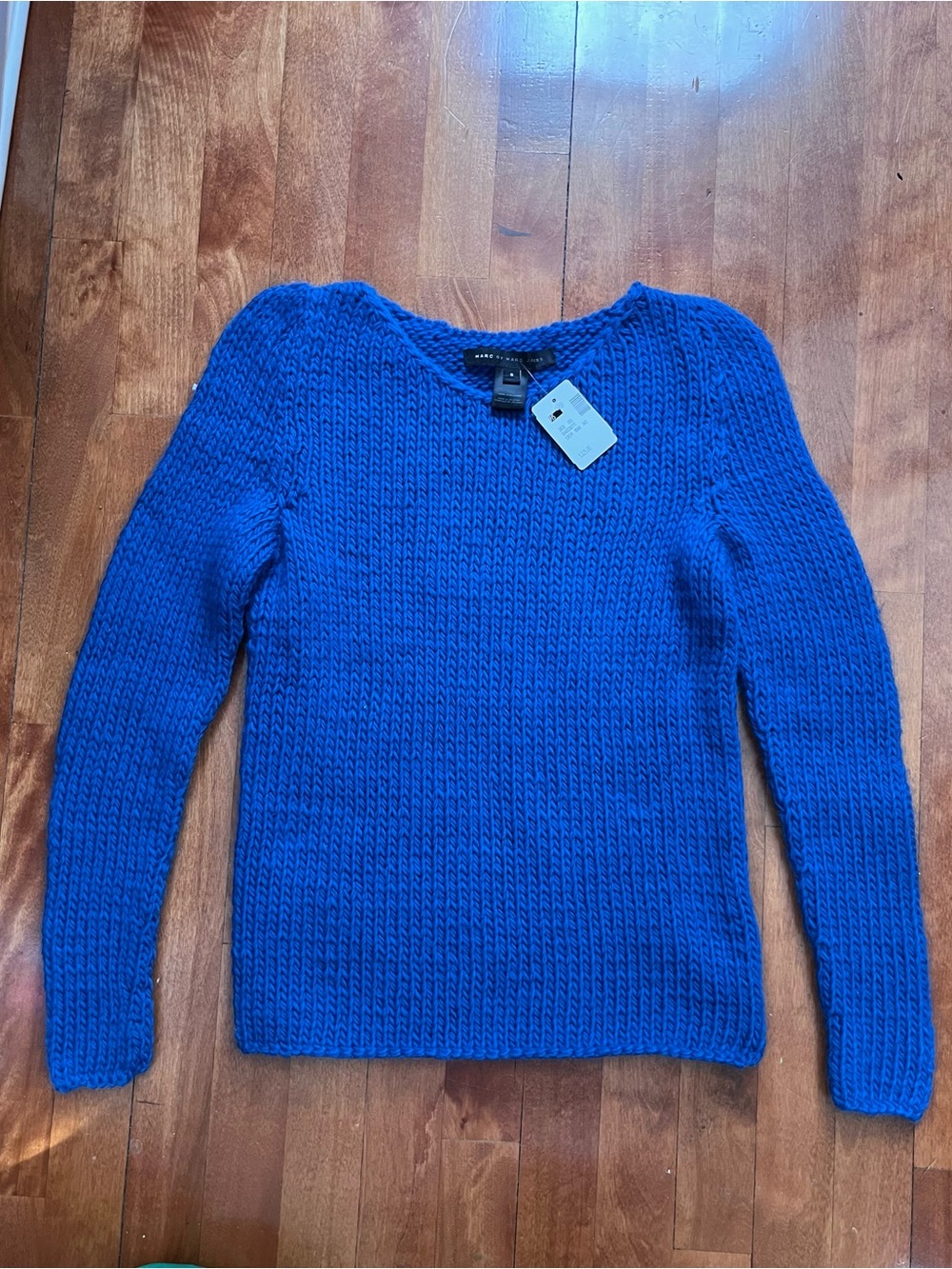 NWT Marc by Marc Jacobs 100% Wool Cobalt Blue Chunky Knit Sweater S